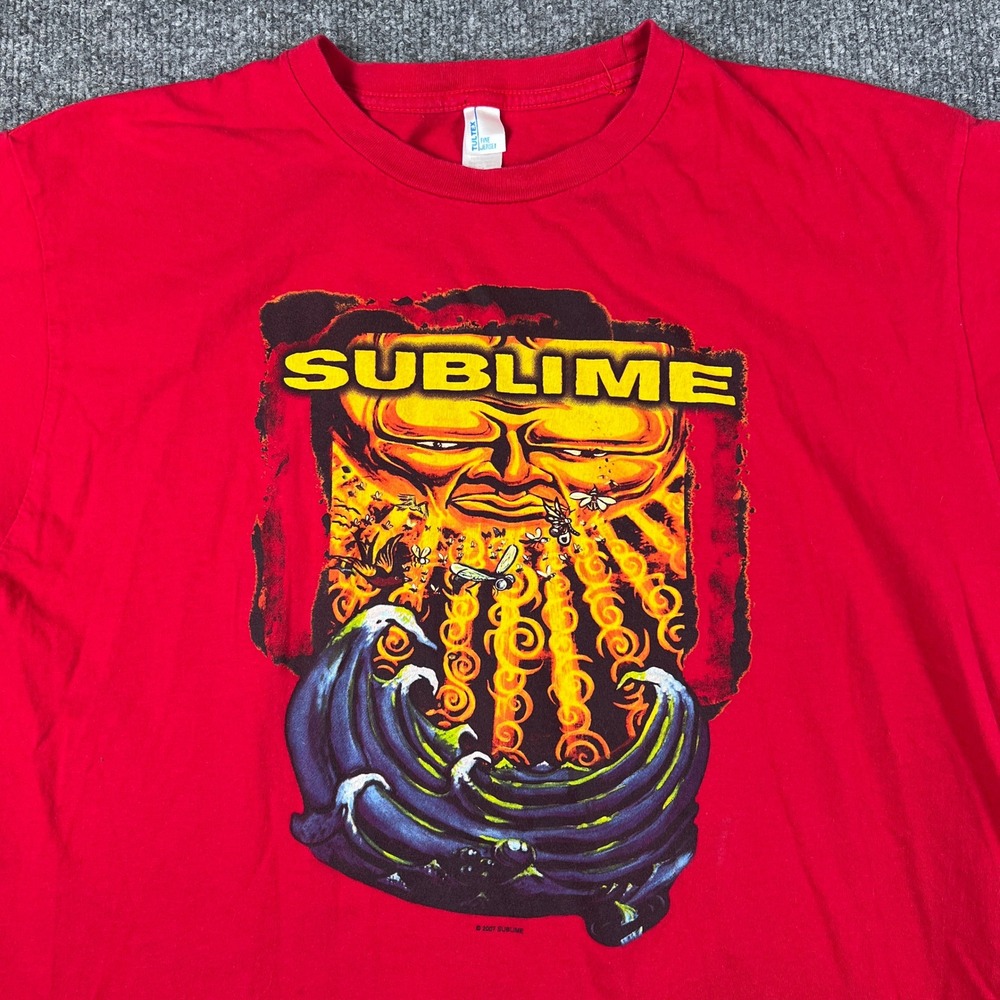 Vintage Sublime Shirt Mens L Red Rock Band 2007 Reggae Sun Waves